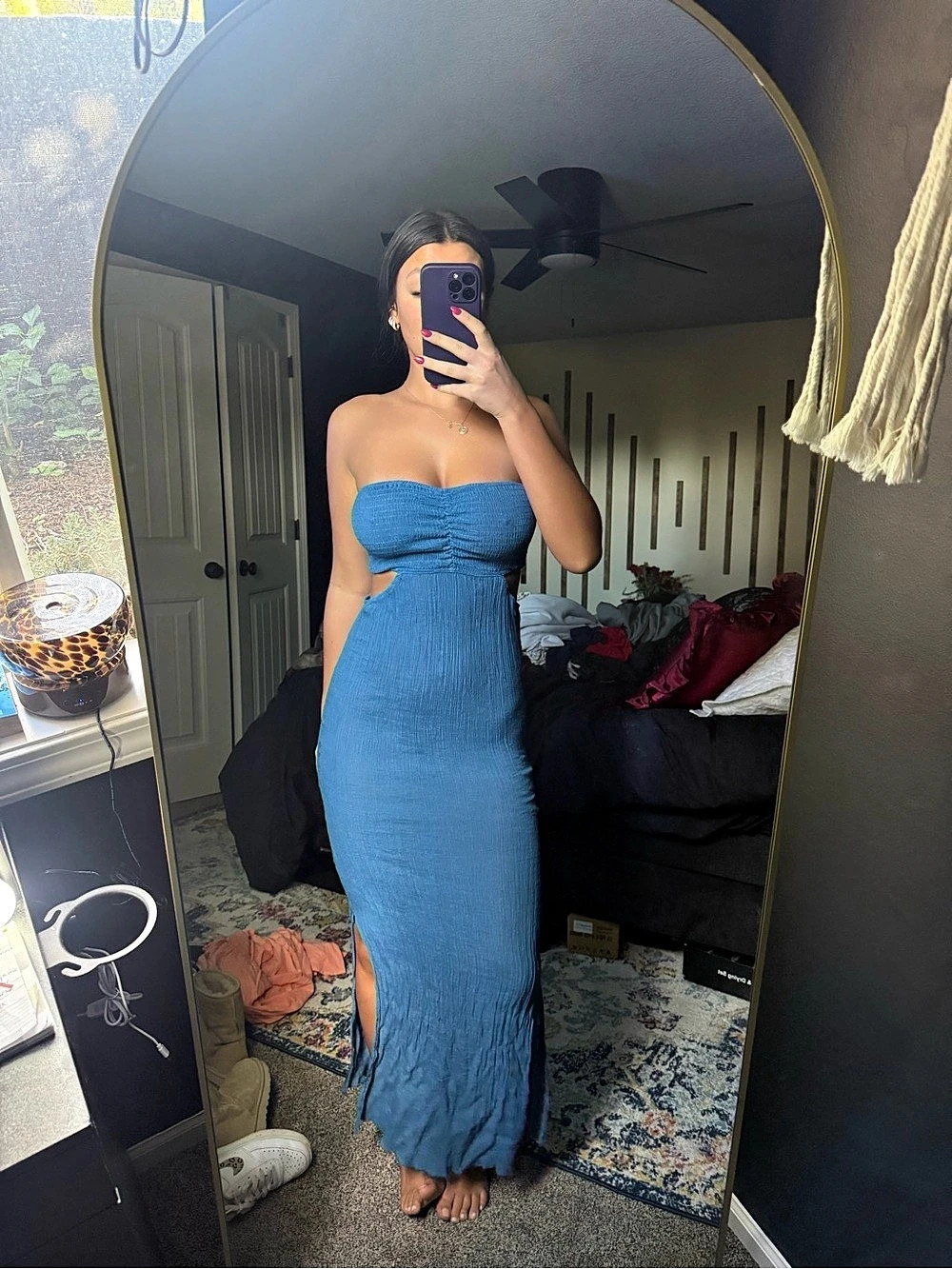 Strapless Cutout Maxi Dress in Blue Like New - Picture 7 of 7